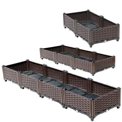 Recipientes plásticos da caixa plástica Multifunction do plantador de 26CM Brown para camas aumentadas do jardim