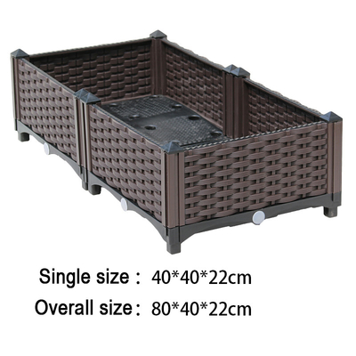 O plantador aumentado plástico do agregado familiar 80*40*22CM Brown encaixota o estilo europeu do retângulo