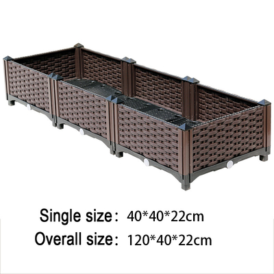 O plantador aumentado plástico do agregado familiar 80*40*22CM Brown encaixota o estilo europeu do retângulo