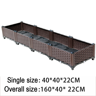 O plantador aumentado plástico do agregado familiar 80*40*22CM Brown encaixota o estilo europeu do retângulo