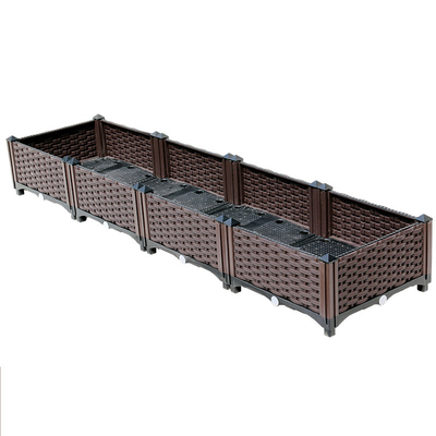 Para Brown da venda o Rattan que planta o jardim do retângulo da caixa fornece o suporte plástico exterior do potenciômetro de flor do potenciômetro de flor da grande capacidade