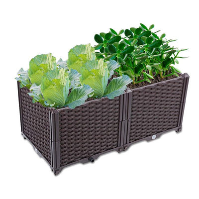 Os potenciômetros vegetais plásticos retangulares da proteção solar antienvelhecimento são amplamente utilizados no balcão de jardinagem da família que planta caixas