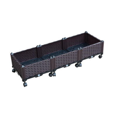 cama plástica de 120cm*40cm*23cm Herb Garden Planter Raised Garden com rodízios