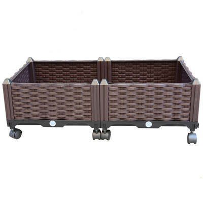 cama plástica de 120cm*40cm*23cm Herb Garden Planter Raised Garden com rodízios