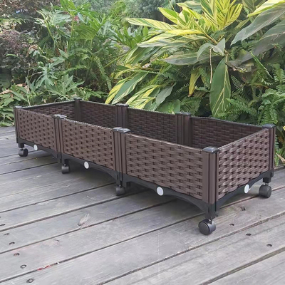 cama plástica de 120cm*40cm*23cm Herb Garden Planter Raised Garden com rodízios
