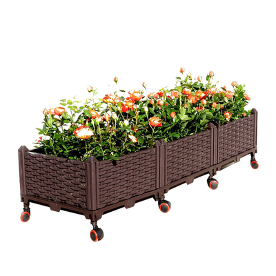 Auto que molha o plantador plástico Storable aumentado retangular da caixa da flor da caixa do plantador