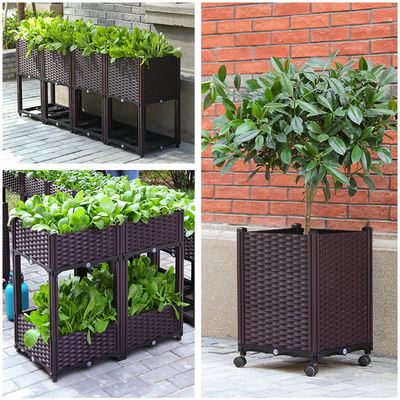 O teste padrão tecido preto elevou o plantador que plástico a caixa 42*42*20cm instala simplesmente