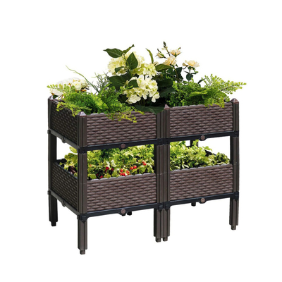 O jardim plástico alto da dupla camada 71cm encaixota caixas plásticas exteriores do plantador
