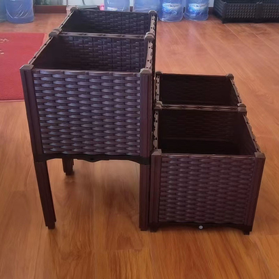 Vasos de flores de plástico retangulares elevados Conjunto de canteiro de jardim