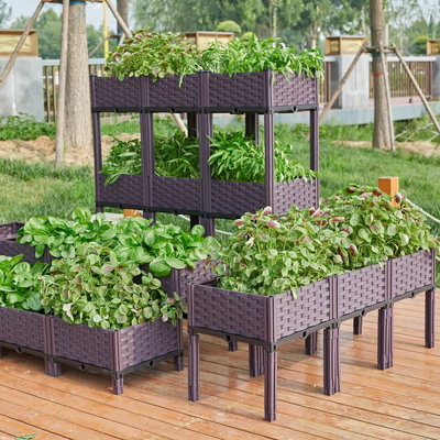 Canteiro de jardim elevado retangular retangular empilhável para jardim